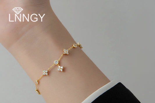Bracelet Moissanite Trèfle 4 Feuilles