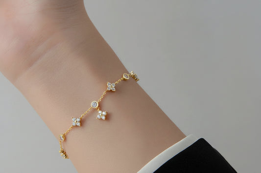 Bracelet Moissanite Trèfle 4 Feuilles
