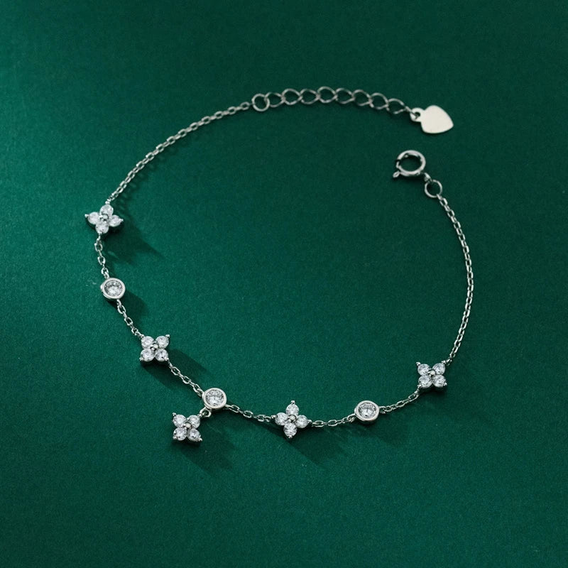 Bracelet Moissanite Trèfle 4 Feuilles