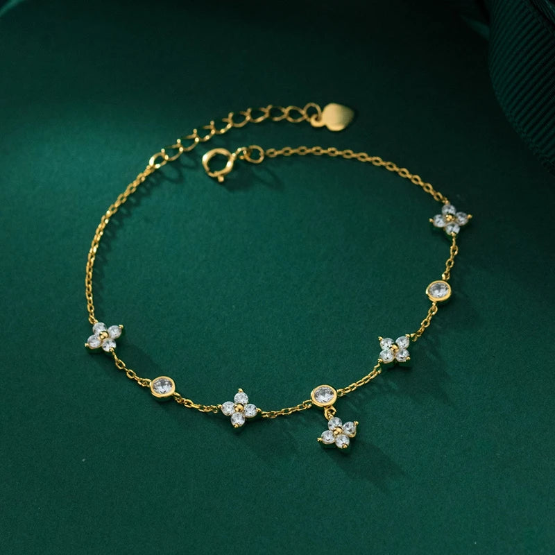 Bracelet Moissanite Trèfle 4 Feuilles