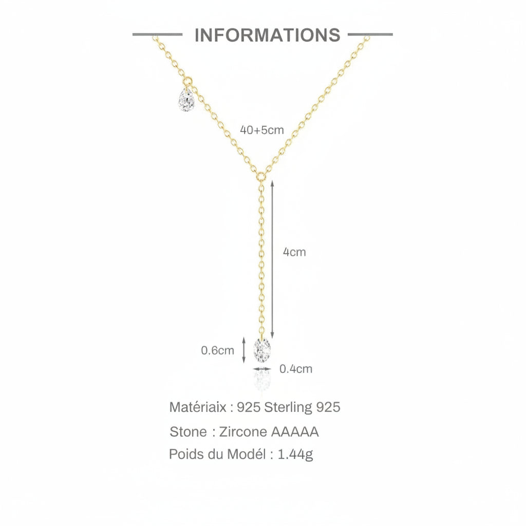 Collier Pendentif Goutte d'Eau