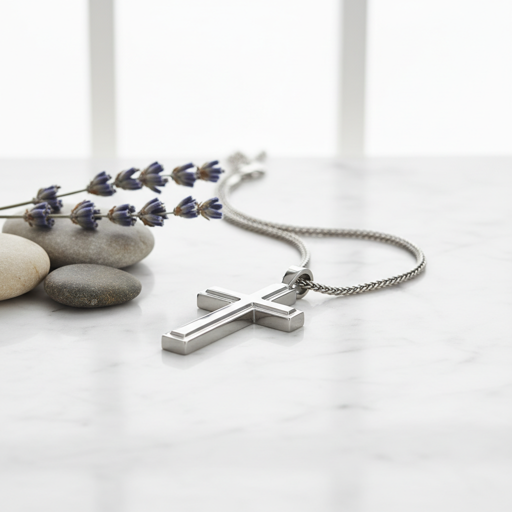Collier pendentif croix homme premium
